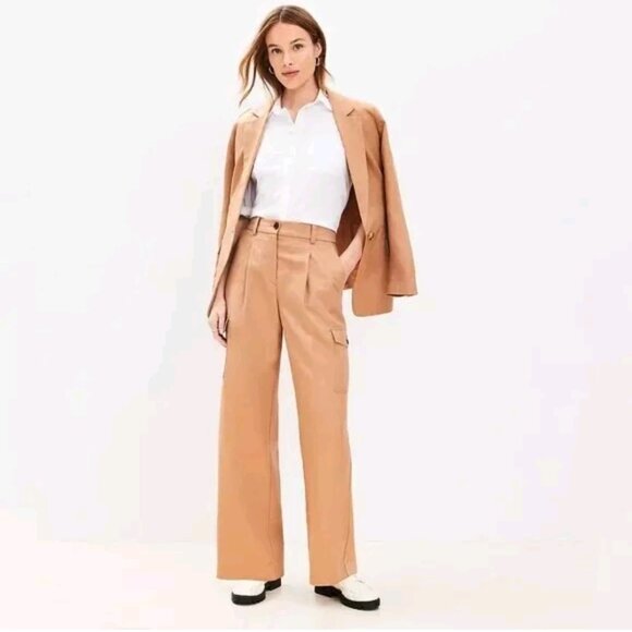 Ann Taylor LOFT Linen Blend Drapery Cargo Pants - Picture 1 of 13